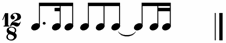 Measure with a 12 over 8 time signature showing 3 groups of notes, each composed of 3 beamed notes. 