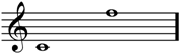 Treble clef with whole notes C4 and F5.