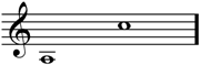 Treble clef with whole notes A3 and C5.